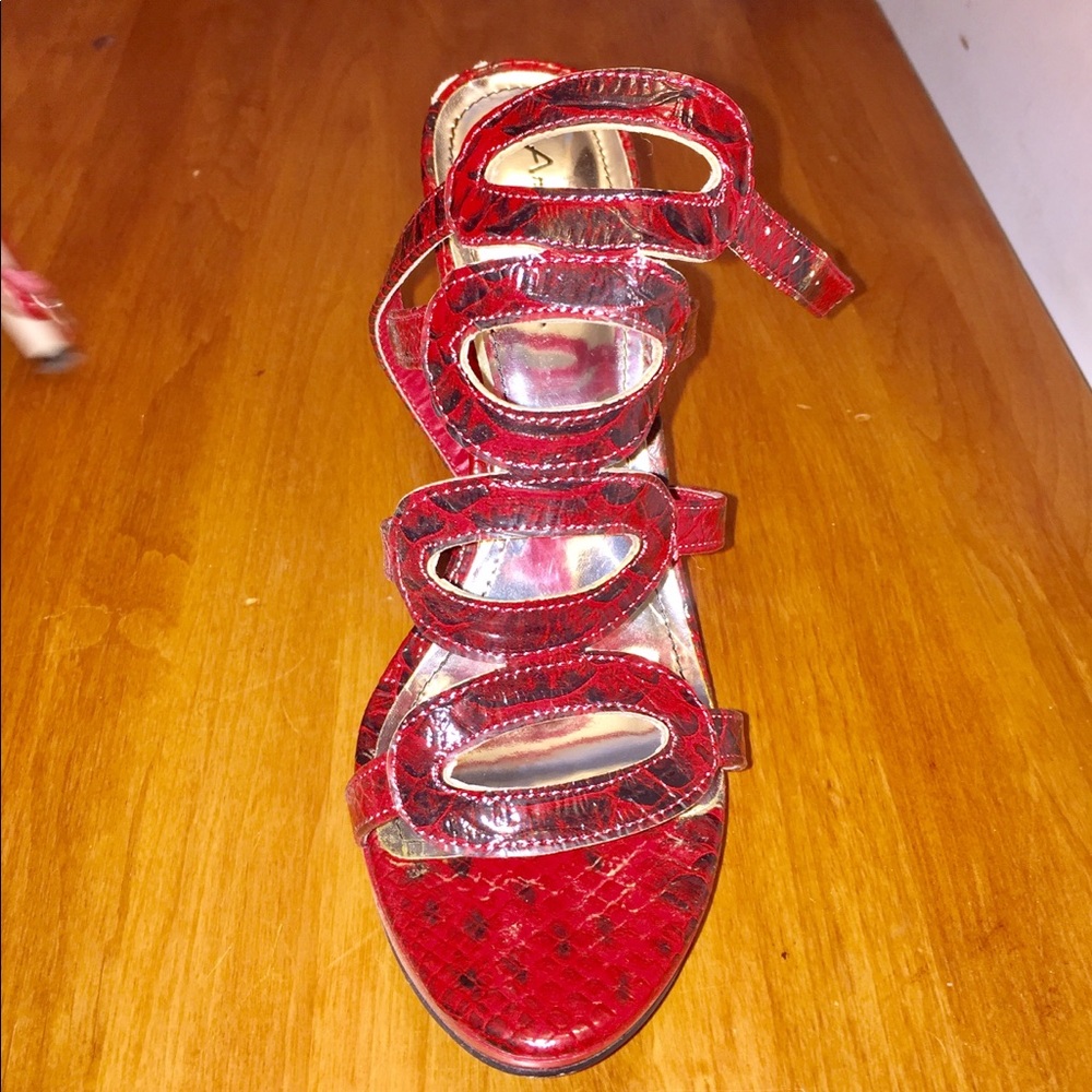 Snakeskin red and black heels